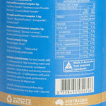Back of the Eden Healthfoods Energy Shot Pre-Workout tin showing its fuel, strength and stamina complexes