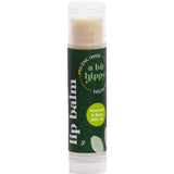 A Bit Hippy Coconut & Lime Lip Balm SPF 15 (5g) comes in a clear plastic tube with a green label featuring white and yellow text. This vegan lip balm contains pro-zinc oxide for protection and is easy to use on the go.