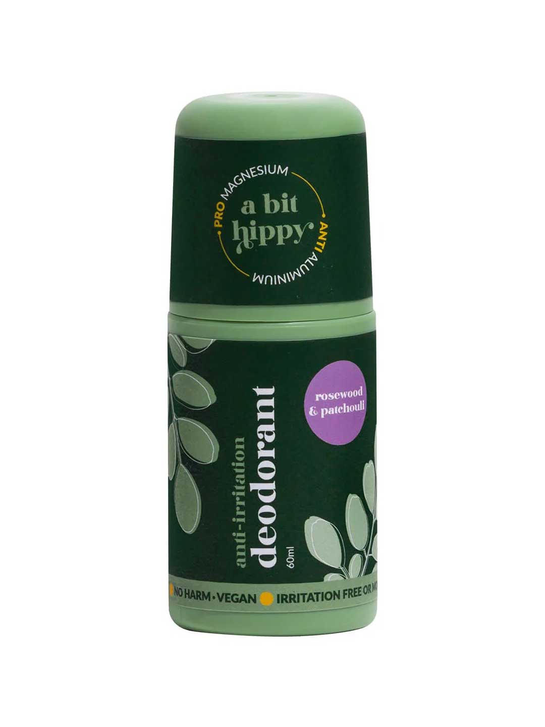 A Bit Hippy natural bi-carb free deodorant in Patchouli scent, aluminum-free formula, 60ml