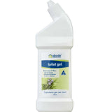 A 500ml white bottle of Abode Toilet Gel Rosemary and Mint with a slanted nozzle. The label shows rosemary and mint and notes this natural cleaner contains no nasty chemicals.