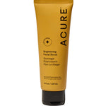 A yellow tube of Acure Brightening Facial Scrub 118ml stands upright on a white background—an effective exfoliant suitable for all skin types that promotes radiant, healthy-looking skin.