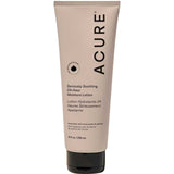 A beige tube of Acure Seriously Soothing 24hr Moisture Lotion 236ml with a black cap. This unscented moisturizer, ideal for sensitive skin, contains cocoa butter and colloidal oatmeal.