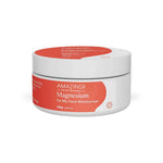 A white jar with a red lid and label reading "Amazing You Fix My Face Magnesium Moisturiser 100g." This skincare product helps reduce fine lines and target pigmentation for smoother skin.
