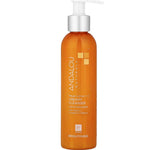 An orange bottle of Andalou Brightening Meyer Lemon + Vitamin C Creamy Cleanser 178ml with a white pump highlights its brightening formula and vitamin C benefits for glowing, defended skin.