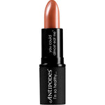 The Antipodes Moisture Boost Natural Lipsticks 4g comes in a sleek black tube with the cap off, revealing a brownish-pink shade packed with nourishing, natural ingredients for healthy lips in every swipe.
