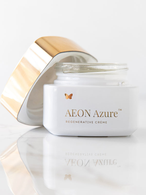 Open jar of Vanessa Megan AEON Azure Regenerative Cream