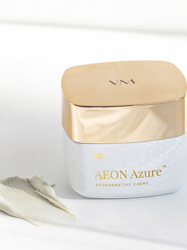 Vanessa Megan AEON Azure Regenerative Cream jar with cream texture