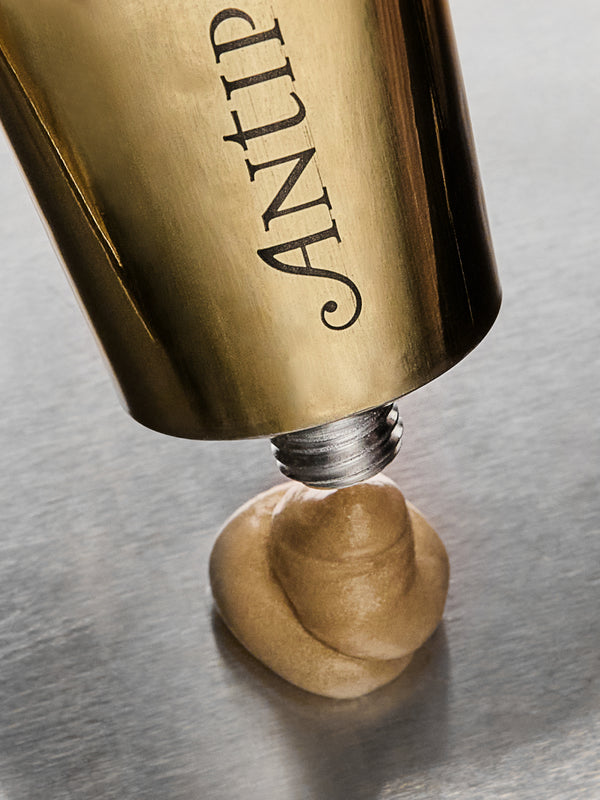 Golden mask texture from the tube of Antipodes Aura Gold Radiance Mask