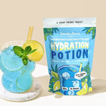 Botanika Blends Blue Lemonade Hydration Potion with prepared drink