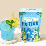 Botanika Blends Blue Lemonade Hydration Potion with prepared drink
