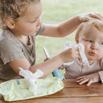 Wotnot Natural Baby Wipes being used gently on a baby