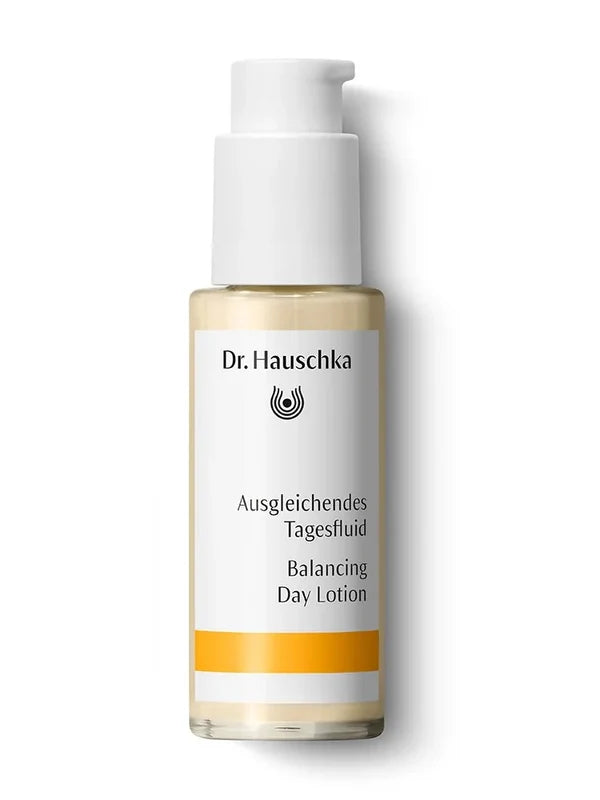 Dr Hauschka Balancing Day Lotion bottle on a neutral background