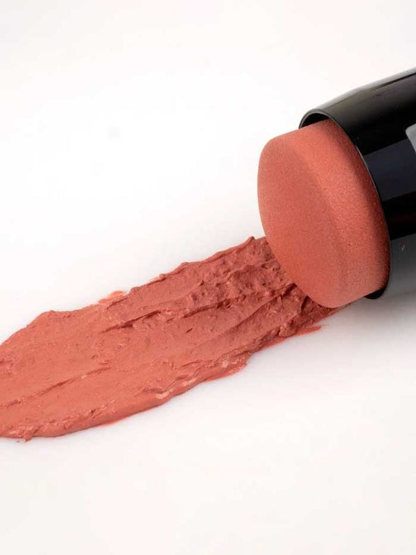 Benecos Multi Stick in Be Rosey shown beside a warm rose cream swatch.