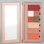 The Benecos Beauty ID Palette Lip & Cheek Refill - Velvet Rose 3g features a built-in mirror and eight pans in pink, red, brown, peach, and gold—ideal to complement your favorite organic lip and cheek tint.