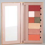 The Benecos Beauty ID Palette Lip & Cheek Refill - Velvet Rose 3g features a built-in mirror and eight pans in pink, red, brown, peach, and gold—ideal to complement your favorite organic lip and cheek tint.
