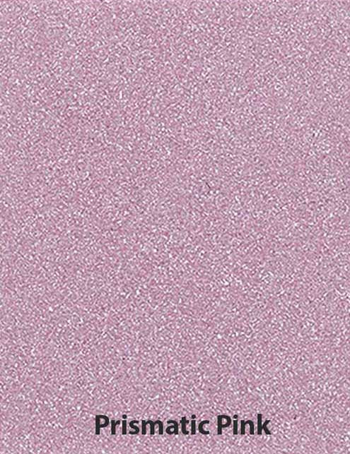 A textured, shimmering light pink—Prismatic Pink—from Benecos Beauty ID Palette Eyeshadow Refills 1.5g, perfect for talc-free or organic eyeshadow refills, boldly labeled at the bottom in black text.