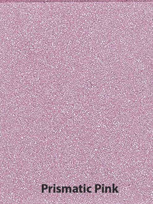 A textured, shimmering light pink—Prismatic Pink—from Benecos Beauty ID Palette Eyeshadow Refills 1.5g, perfect for talc-free or organic eyeshadow refills, boldly labeled at the bottom in black text.