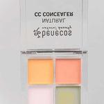 The Benecos CC Palette 6g features four square pastel concealer creams—yellow, peach, lavender, and green—in a clear compact with an open lid and black text, ideal for natural colour-correcting coverage.