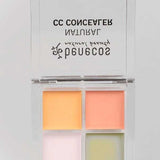 The Benecos CC Palette 6g features four square pastel concealer creams—yellow, peach, lavender, and green—in a clear compact with an open lid and black text, ideal for natural colour-correcting coverage.