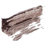 A brown, textured brushstroke of Benecos Eyebrow Gel 3ml on a white background, showing visible bristle marks and uneven edges.