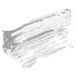 A streak of white paint with visible brush marks on a plain background, evoking the smooth application of Benecos Eyebrow Gel 3ml.