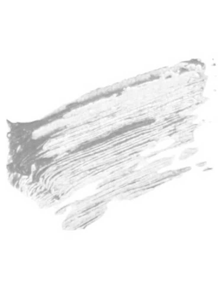 A streak of white paint with visible brush marks on a plain background, evoking the smooth application of Benecos Eyebrow Gel 3ml.