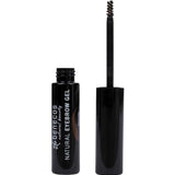 Benecos Eyebrow Gel 3ml shown open in a black tube with white text; the applicator wand features a spoolie brush and stands upright beside the tinted gel tube.