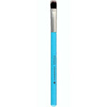 A single makeup brush with a bright blue handle, silver ferrule, and dark brown to black bristles, shown vertically against a plain white background. The brand name 'Staedt' is printed in white on the handle.