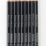Line-up of Benecos Kajal Eyeliner pencils showing black, brown, blue, green and pale shades.