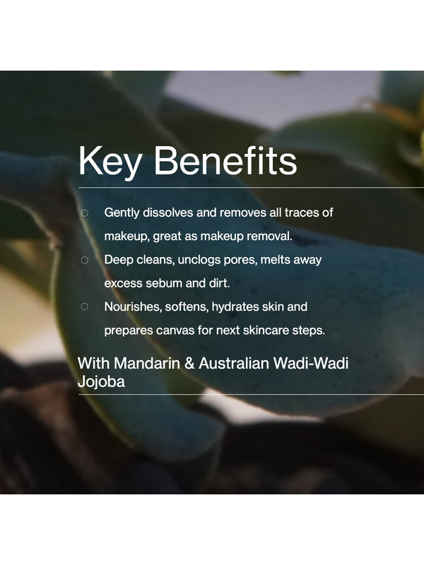 Key benefits panel for The Jojoba Company Jojoba Activating Cleansing Oil