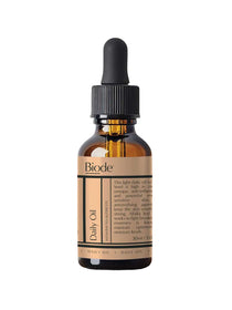 A brown glass dropper bottle labeled Biode Daily Oil with Phyto-Nutrients 30ml features a black cap. The label describes it as a lightweight, nourishing oil, rich in phyto-nutrients and ideal for moisturizing skin. Bottle contains 30ml (1oz).