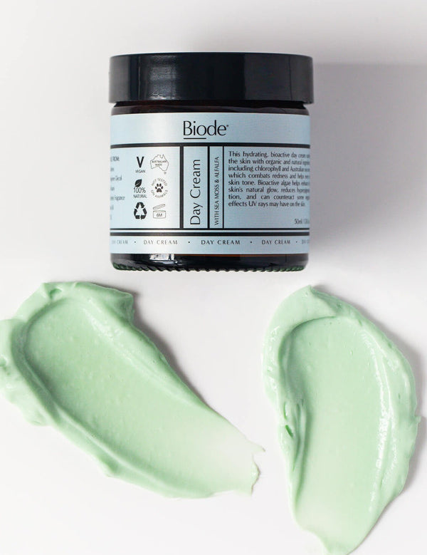 Biode Day Cream with green cream texture