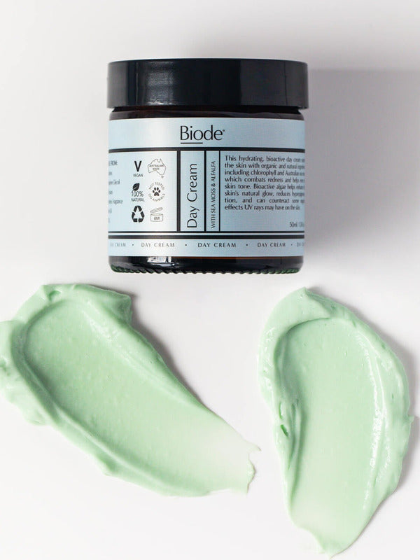 Biode Day Cream with green cream texture