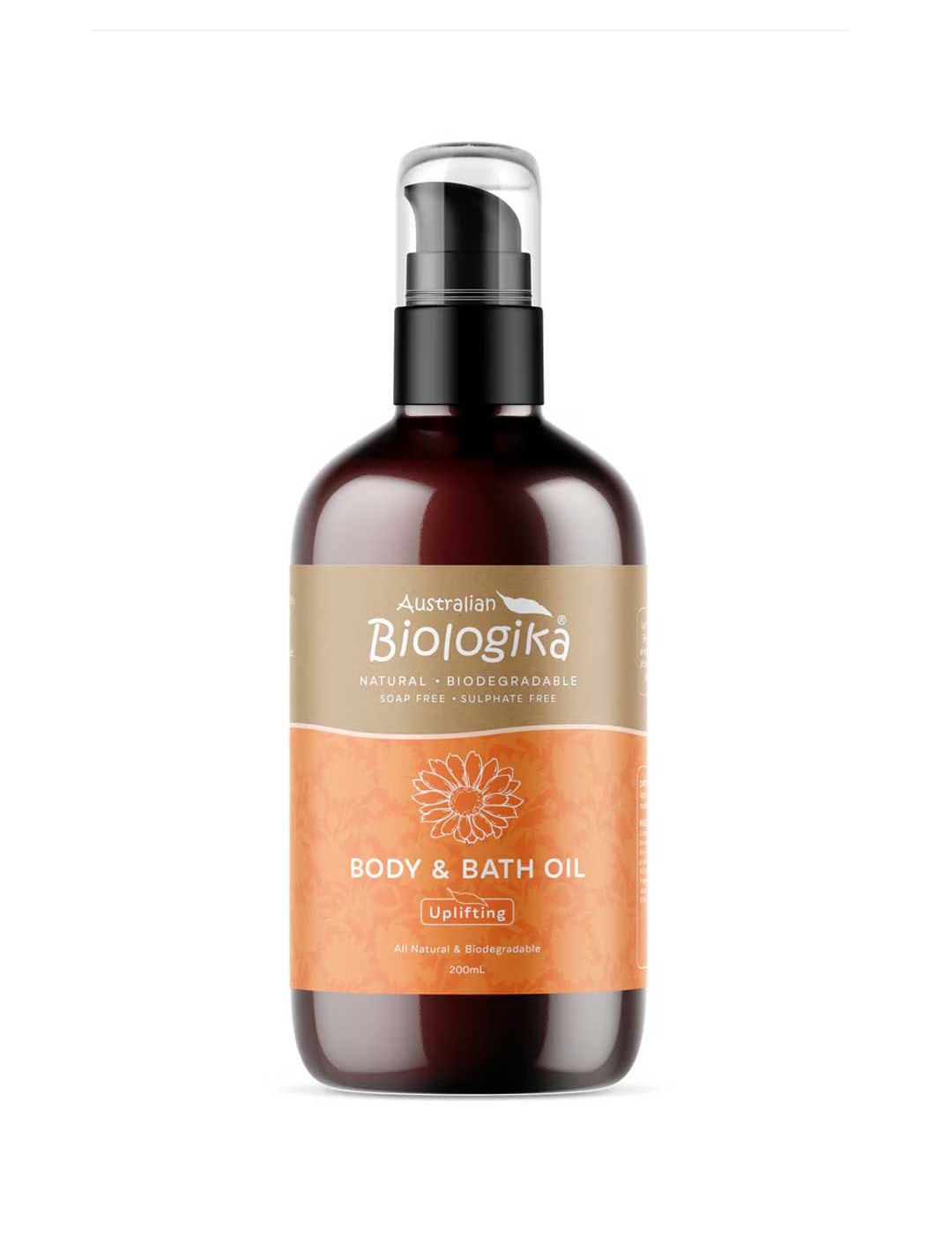 A 200ml bottle of Biologika Uplifting Body and Bath Oil with organic sweet orange, bergamot and grapefruit oils to energise the senses. Made in Australia and vegan.