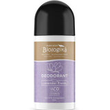 Australian Biologika deodorant bottle with lavender fields label on a white background
