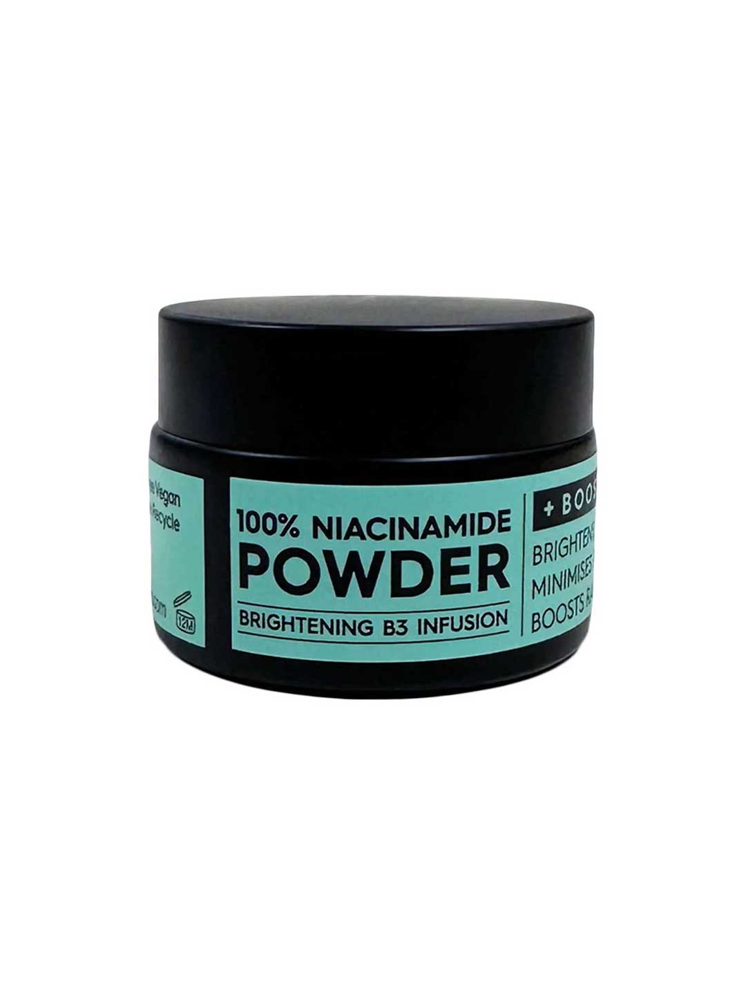 Black Chicken Remedies 100% Niacinamide Powder 10g comes in a black jar with a light blue label—an essential brightening and pore-minimising powder. Use alone or mix into your serum to boost radiance and even skin tone.