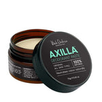 Axilla deodorant paste jar with open lid on a white background