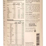 The back label of The Beauty Chef Body Collagen™ Vanilla 260g canister displays nutrition info, amino acid profile, organic ingredients, usage directions, company contact details, and a barcode at the bottom right.