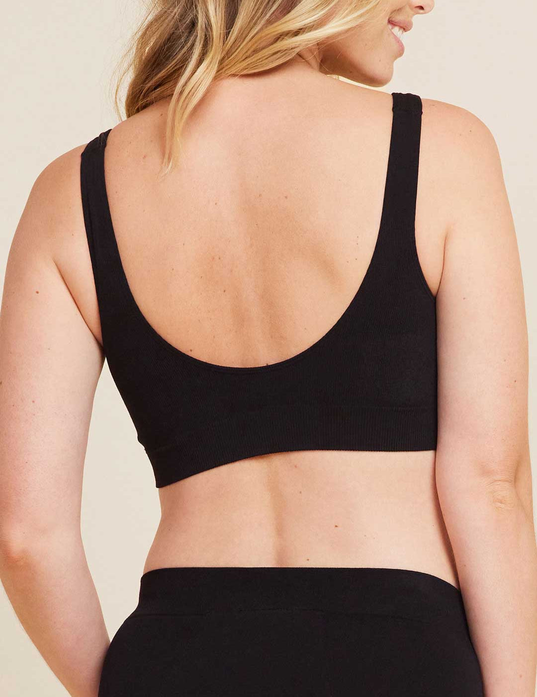 Boody Crop Bra in Black, back view