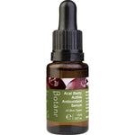 A small amber glass dropper bottle of Botânir Acai Berry Active Antioxidant Serum with a black dropper cap and a green label, isolated on a white background.