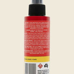 Bug-Grrr Off 100% Natural Insect Repellent Jungle Strength Spray is a red bottle with a black nozzle and detailed info on the back label. It uses Oil of Lemon Eucalyptus for powerful, natural mosquito protection.