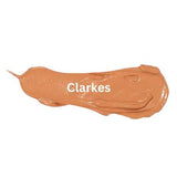 A brown smear of Eco Minerals Mineral BB Cream 32ml with SPF 12 and a natural finish, featuring "Clarkes" written on it, displayed on a white background.