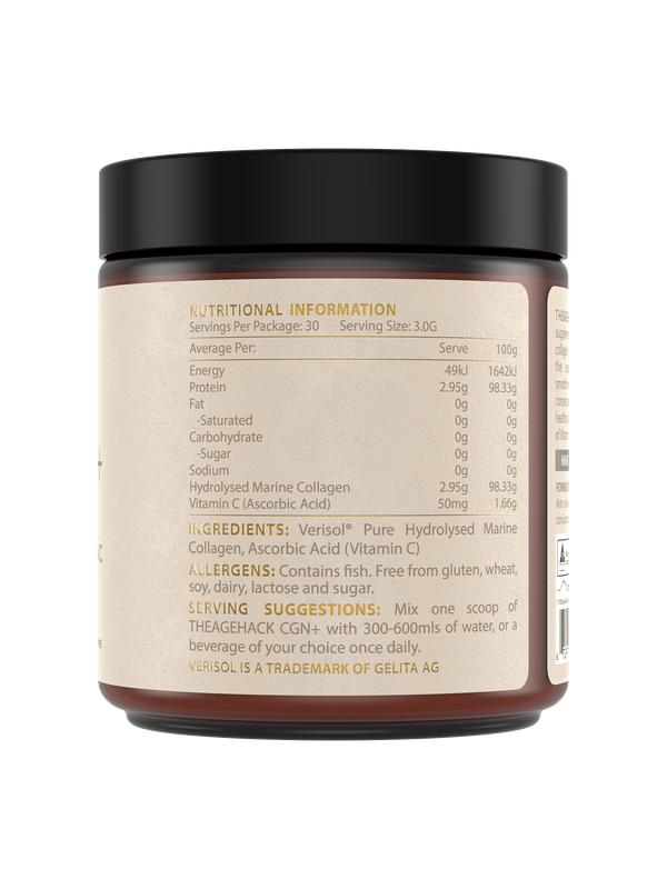 The Age Hack CGN+ Marine Collagen 90g nutrition panel