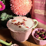 She BANG! Peri Latte Rose & Vanilla pouch with a prepared pink latte
