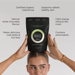 Key benefits panel for Tropeaka White Chocolate Beauty Matcha