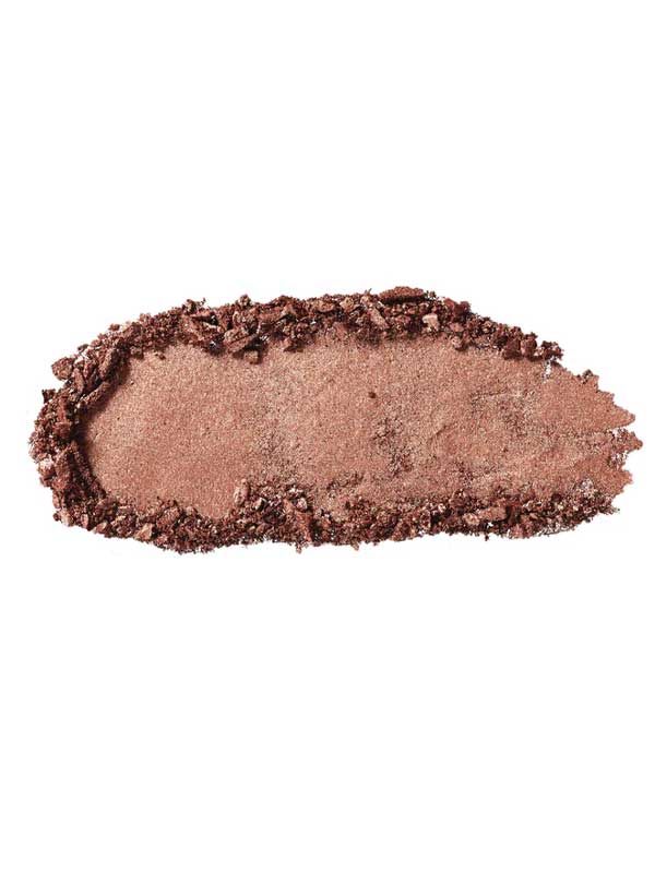 A swatch of 100% Pure Fruit Pigmented® Eye Shadow 2g by 100% Pure, in shimmery bronze, is roughly smeared in an oval with crumbly edges on a white background.