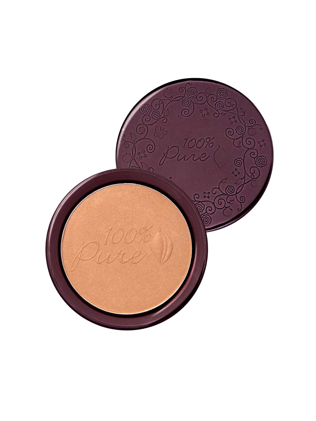 Product image of the 100% Pure pressed bronzer in a compact opened against a white background