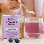 Nutra Naturals Collagen Beauty Blueberry Wildflower poured into glass