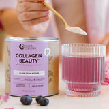 Nutra Naturals Collagen Beauty Blueberry Wildflower poured into glass