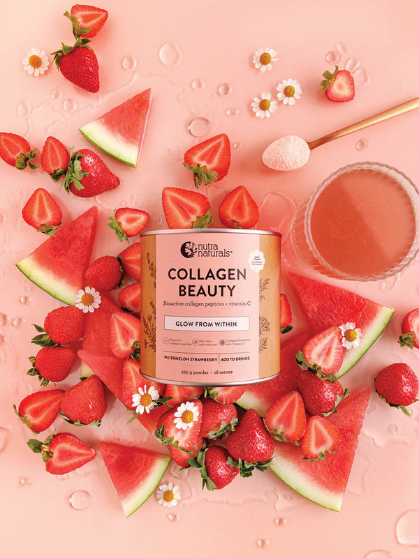 Nutra Naturals Collagen Beauty Watermelon Strawberry 225g flatlay